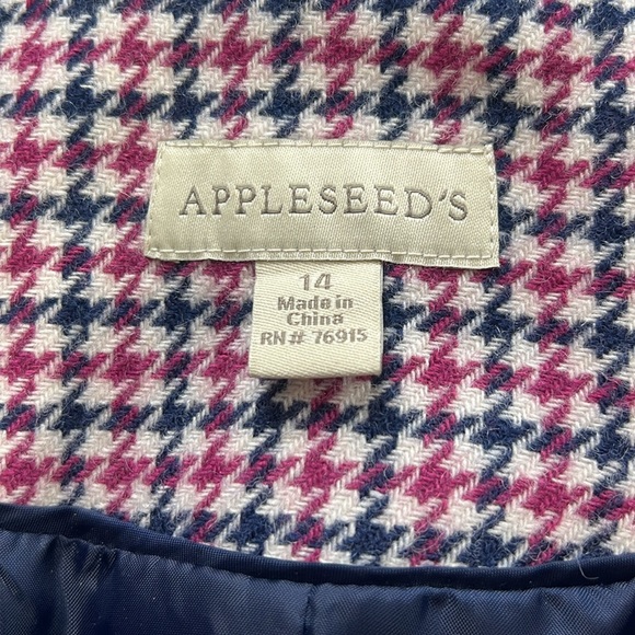 appleseed’s women’s blue pink houndstooth wool blazer 14 L52-17 - Picture 6 of 6